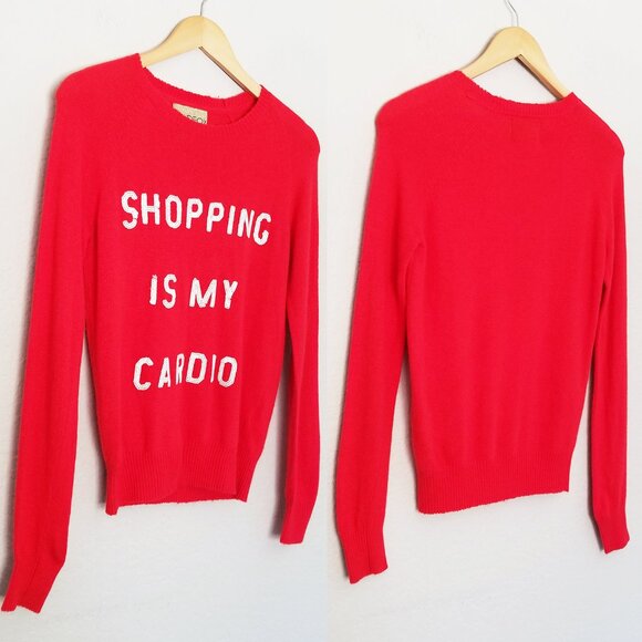 Wildfox White Label Shopping Is My Cardio Red Sweater S Jumper Angora Blend Y2K - Picture 5 of 16